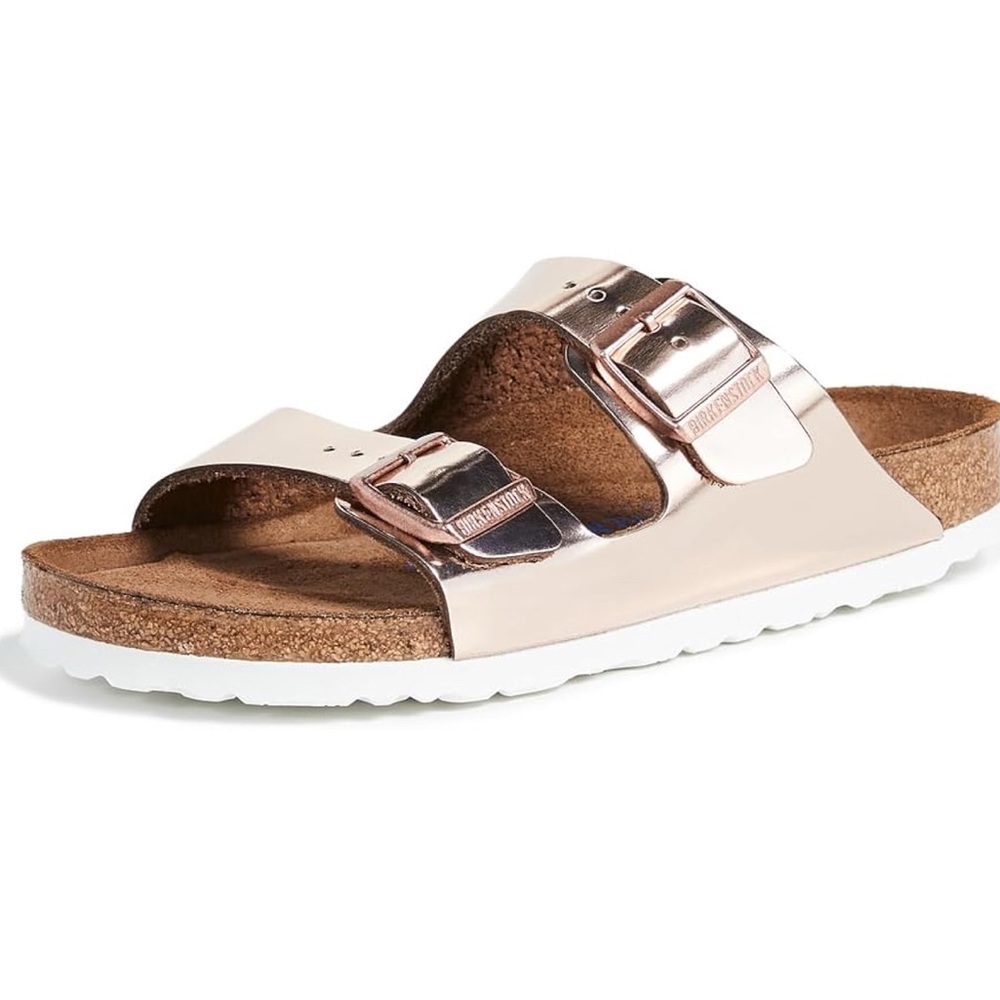 Birkenstock Womens Arizona leather Metallic Copper Size 11/42 narrow Sandals NIB